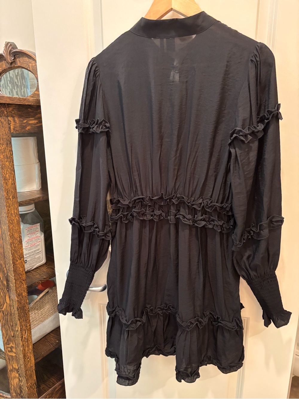 Black Ruffled Button-Front Mini Dress - NWT - Picture 3 of 9